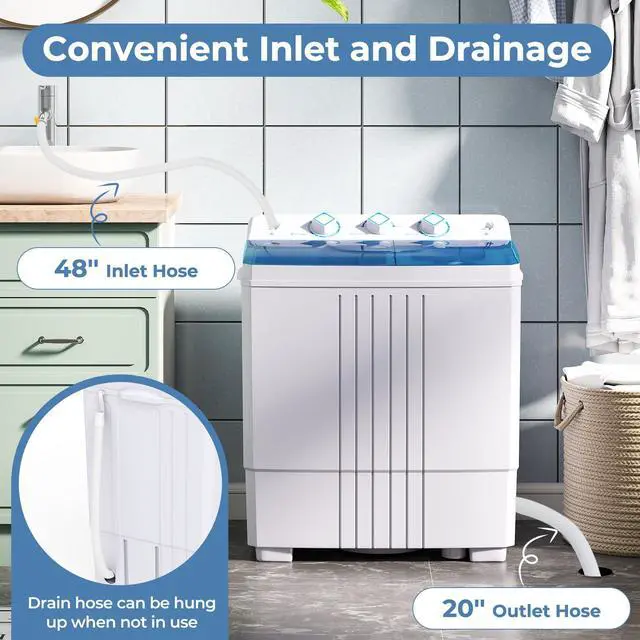 Alt view image 6 of 7 - Washing Machine, 20Lbs Capacity, Washer and Spinner Combo, Portable Compact Twin Tub 12Lbs Washing and 8Lbs Spinning, Inlet and Drain Hose, Laundry Washer for Apartment RV Dorm