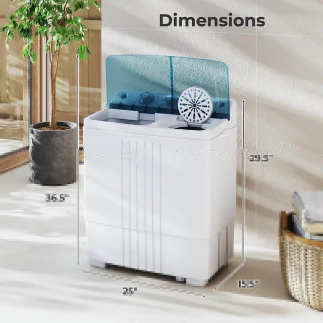Alt view image 5 of 7 - Washing Machine, 20Lbs Capacity, Washer and Spinner Combo, Portable Compact Twin Tub 12Lbs Washing and 8Lbs Spinning, Inlet and Drain Hose, Laundry Washer for Apartment RV Dorm