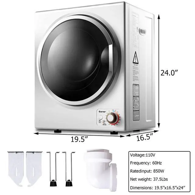 Alt view image 6 of 7 - Compact Laundry Dryer, 110V Electric Portable Clothes Dryer with Stainless Steel Tub, Control Panel Downside Easy Control for 4 Automatic Drying Mode, White
