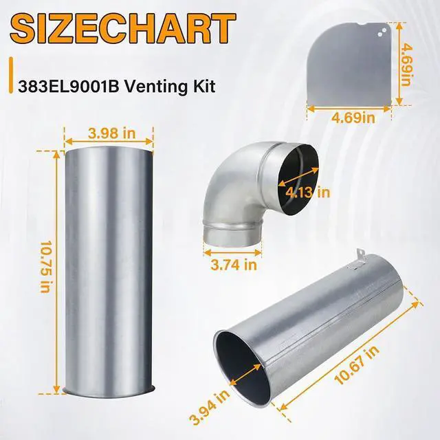 Alt view image 3 of 7 - Upgraded 383EEL9001B Dryer Venting Kit Assembly Compatible with LG Kenmore Sears, Replaces 1266802 AH3575086 EA3575086, AP4438852, PS2438605, EAP2438605, Adjustable