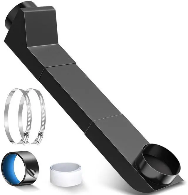 Main image of UD48S 4 Inch Stainless Steel Telescoping Dryer Vent Kit, 17.7"-29.5" Inch Adjustable Periscope Dryer Duct for Tight Spaces, Fits Whirlpool & All 4" Dryers - Flat Low Profile Venting Solution
