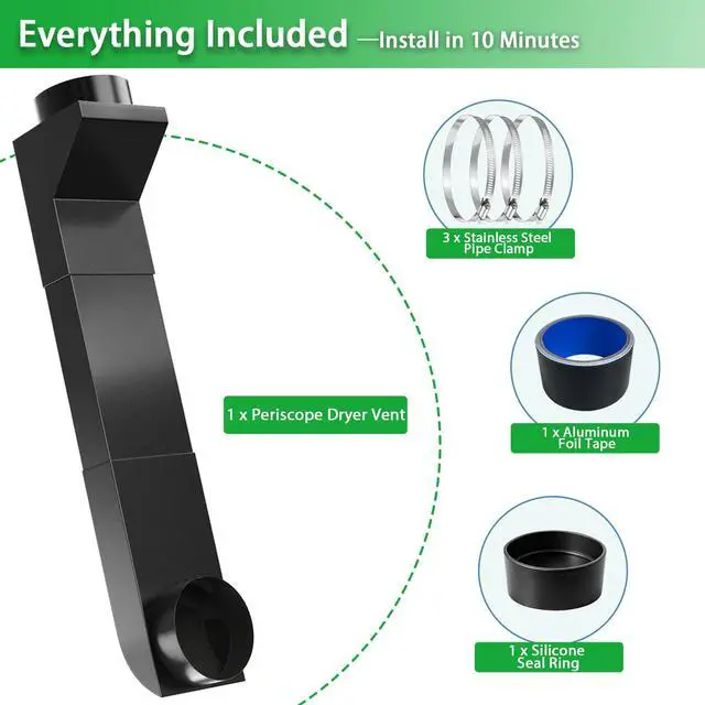 Alt view image 7 of 7 - UD48S 4 Inch Stainless Steel Telescoping Dryer Vent Kit, 17.7"-29.5" Inch Adjustable Periscope Dryer Duct for Tight Spaces, Fits Whirlpool & All 4" Dryers - Flat Low Profile Venting Solution