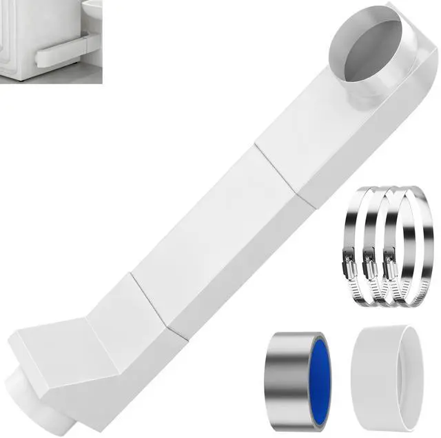Main image of UD48S Stainless Steel Telescoping Dryer Vent Adjustable 17.729.5" Periscope Duct Kit, Low-Profile Flat Vent for Tight Spaces, Compatible with Whirlpool & All 4-Inch Dryer Vents