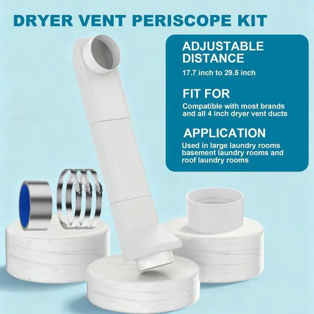Alt view image 7 of 7 - UD48S Stainless Steel Telescoping Dryer Vent Adjustable 17.729.5" Periscope Duct Kit, Low-Profile Flat Vent for Tight Spaces, Compatible with Whirlpool & All 4-Inch Dryer Vents