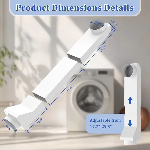 Alt view image 6 of 7 - 4" UD48S Telescoping Dryer Vent Kit, Stainless Steel Periscope Dryer Vent, 17.7-29.5" Adjustable Dryer Vent Kit for Tight Spaces, Dryer Vent Duct Fit for Whirlpool and all 4in Dryer Vent Outlet