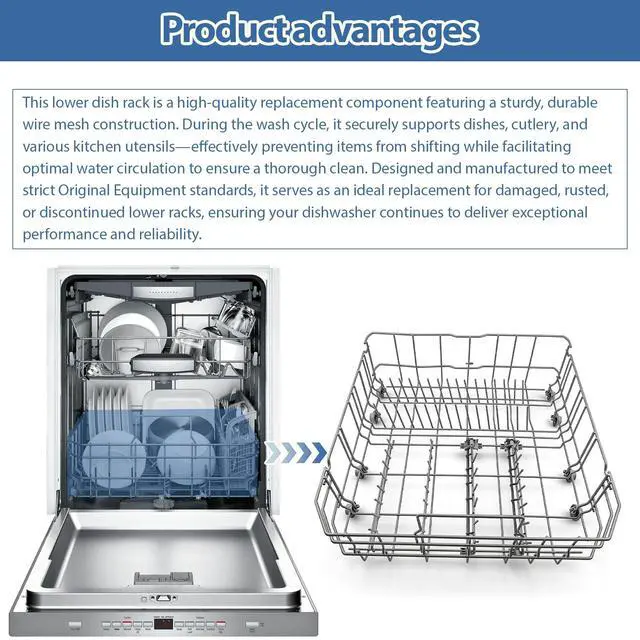 Alt view image 5 of 7 - 20000533 20007189 Dishwasher lower dishrack Assembly Compatible with bosch thermador SHE53TF5UC SHP7PT55UC SHPM98W75N SHV68T53UC etc Dishwashers (some models), Replace Number: 20000049 20000532 etc