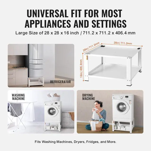 Alt view image 4 of 7 - Laundry Pedestal with Storage Shelf, 28" Lx28 Wx16 H, Washer and Dryer Stand Base Universal Platform, Fit 660lbs Capacity, Heavy Duty Steel Multi-Functional Base for Washing Machine