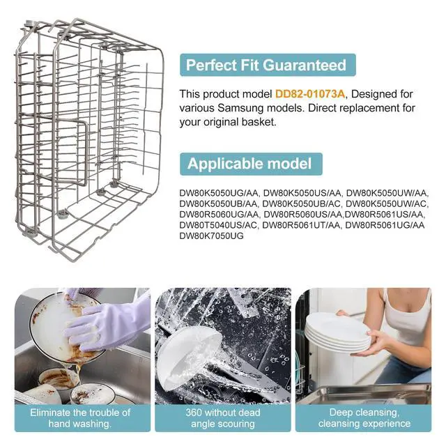 Alt view image 2 of 7 - 2026 UPGRADEDDD82-01073A Lower Rack Assembly Replacement Parts Fit for Samsung Dishwasher Dishrack DW80R5061,DW80R5060,DW80K7050UG,DW80K5050US Series