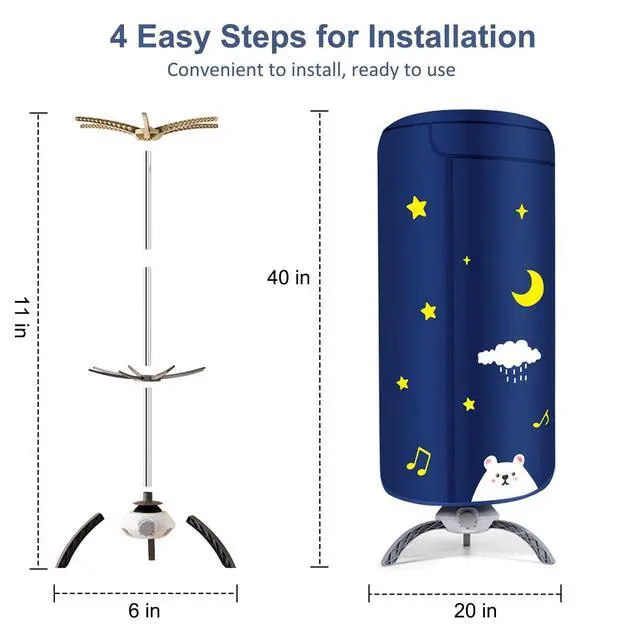 Alt view image 6 of 6 - Portable Clothes Dryer, 900W Fast Drying & Large Load Capacity for Laundry and Shoes - Compact Mini Dryer Machine for Travel, Apartments, RV, Dorm Blue Polar Bear