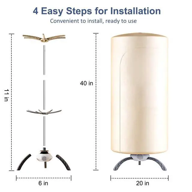 Alt view image 6 of 6 - Portable Clothes Dryer, 900W Fast Drying & Large Load Capacity for Laundry and Shoes - Compact Mini Dryer Machine for Travel, Apartments, RV, Dorm Beige