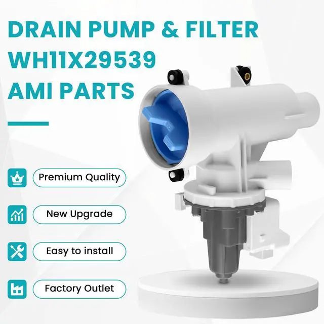 Alt view image 2 of 7 - WH11X29539 AP6986715 Drain Pump and Filter Replacement Fit for GE Front Load Washers gfw550spn2dg Replaces B25-3A04, 4962370, EAP16217203, PD00065822, PS16217203 by (1-year QA)