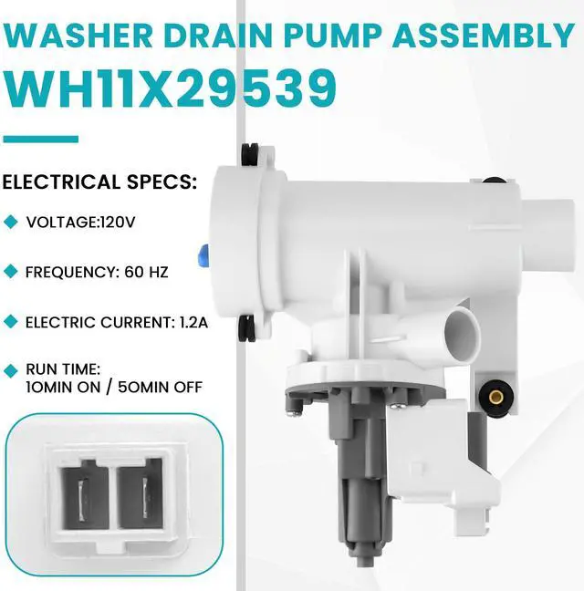 Alt view image 4 of 7 - WH11X29539 AP6986715 Drain Pump and Filter Replacement Fit for GE Front Load Washers gfw550spn2dg Replaces B25-3A04, 4962370, EAP16217203, PD00065822, PS16217203 by (1-year QA)