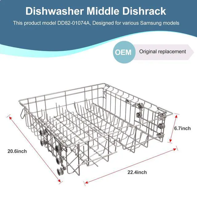 Alt view image 3 of 7 - 2026 UPGRADEDDD82-01074A Middle Rack Assembly Replacement Parts Fit for Samsung Dishwasher Dishrack DW80R5061,DW80R5060,DW80K7050UG,DW80K5050US Series