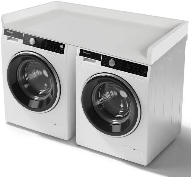 Main image of Washer Dryer Countertop 54x27.5 Wood Laundry Machine Topper,White | With Edge & Non-Slip Pads, for Laundry Room Organization Storage Clothes Folding, Durable Laundry Shelf Topper