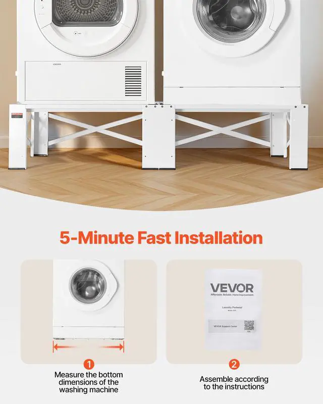 Alt view image 5 of 7 - Laundry Pedestal, 12 in Height, Washer and Dryer Pedestals with 700 lbs Weight Load Capacity, Non-Slip Feet, 28.3 x 28.3 in Washing Machine Stand Universal Fit, White, 2 Pack