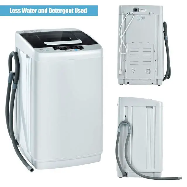 Alt view image 3 of 7 - Full Automatic Washing Machine, 2 in 1 Portable Laundry Washer, 8.8lbs Washer and Spinner Combo, 1.04 cu.ft 10 Programs Built-in Drain Pump, Energy Saving Top Load for Apartment Dorm