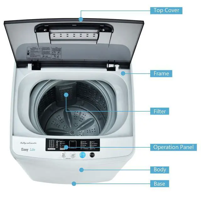 Alt view image 6 of 7 - Full Automatic Washing Machine, 2 in 1 Portable Laundry Washer, 8.8lbs Washer and Spinner Combo, 1.04 cu.ft 10 Programs Built-in Drain Pump, Energy Saving Top Load for Apartment Dorm