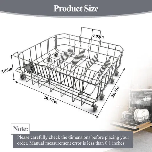 Alt view image 2 of 6 - Upgraded 00770545 Dishwasher Lower Dishrack Compatible with Bosch Dishwasher, Thermador, Gaggenau, Kenmore, Replacement 00248823, 20007749, 00680474, 20008236 Dishwasher Lower Rack