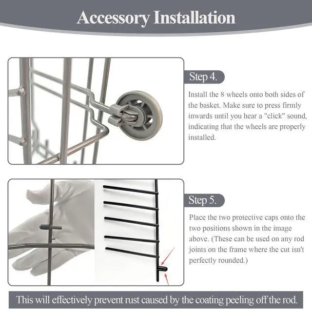 Alt view image 6 of 6 - Upgraded 00770545 Dishwasher Lower Dishrack Compatible with Bosch Dishwasher, Thermador, Gaggenau, Kenmore, Replacement 00248823, 20007749, 00680474, 20008236 Dishwasher Lower Rack