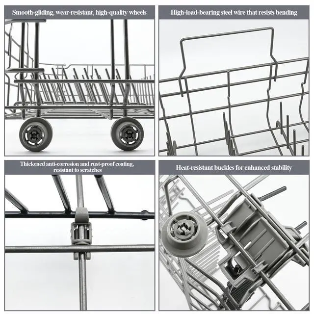 Alt view image 4 of 6 - Upgraded 00770545 Dishwasher Lower Dishrack Compatible with Bosch Dishwasher, Thermador, Gaggenau, Kenmore, Replacement 00248823, 20007749, 00680474, 20008236 Dishwasher Lower Rack