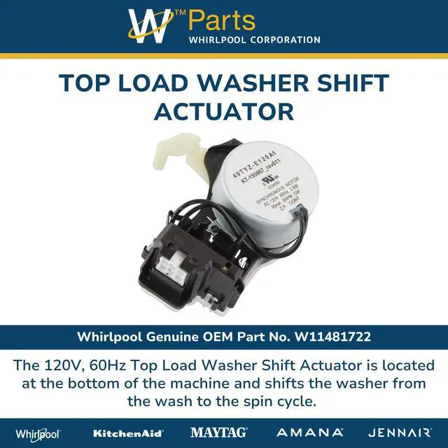 Alt view image 4 of 6 - W11481722 Genuine OEM 120V, 60Hz Top Load Washer Shift Actuator Replacement Part - Replaces W10597177, W11237117, W11398781, and WPW10597177