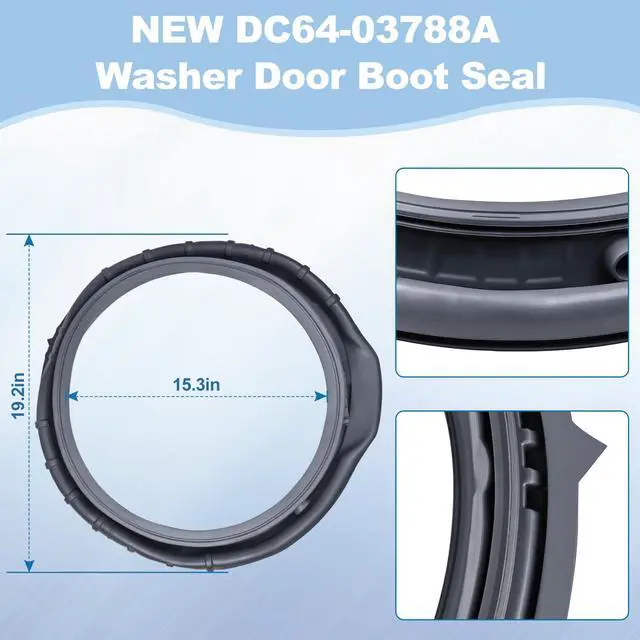 Alt view image 2 of 7 - Upgrade WF45T6000AW/A5 Door Seal for Samsung Front Loader Door Seal DC64-03788A X 006 AP6884238 diaphragm Fit WF45R6300AW/US WF45R6100AW/US WF45T6200AW/US WF45B6300AW WF45A6400 WF46BB670 WF50A860