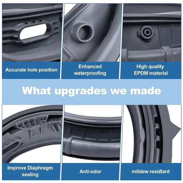 Alt view image 4 of 7 - Upgrade WF45T6000AW/A5 Door Seal for Samsung Front Loader Door Seal DC64-03788A X 006 AP6884238 diaphragm Fit WF45R6300AW/US WF45R6100AW/US WF45T6200AW/US WF45B6300AW WF45A6400 WF46BB670 WF50A860