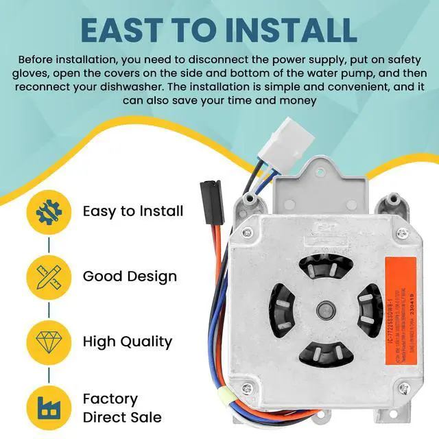 Alt view image 5 of 7 - DD81-01640A Dishwasher Circulation Pump Motor Compatible for Sam-Sung Dishwasher,IC-77225SSDWB-1 Sam-Sung Dishwasher Motor Replace PD00041683 3447464 AP5957982 PS10067144 EAP10067144 Parts-by