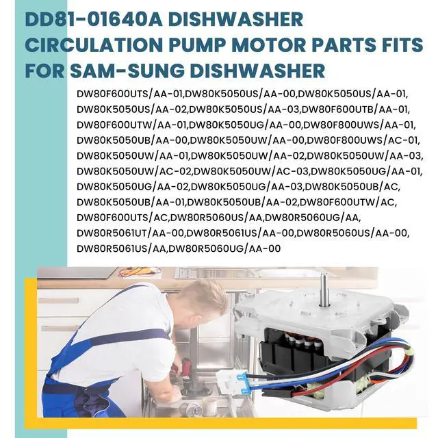 Alt view image 6 of 7 - DD81-01640A Dishwasher Circulation Pump Motor Compatible for Sam-Sung Dishwasher,IC-77225SSDWB-1 Sam-Sung Dishwasher Motor Replace PD00041683 3447464 AP5957982 PS10067144 EAP10067144 Parts-by