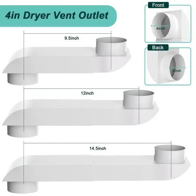 Alt view image 3 of 7 - Periscope Dryer Vent Kit, Stainless Steel 4 Inch Telescoping Duct - Adjustable 9.5-14.5" Telescoping Dryer Vent Connector, Ultra Slim & Flat Low Profile Design for Tight Spaces Dryer Exhaust Vents