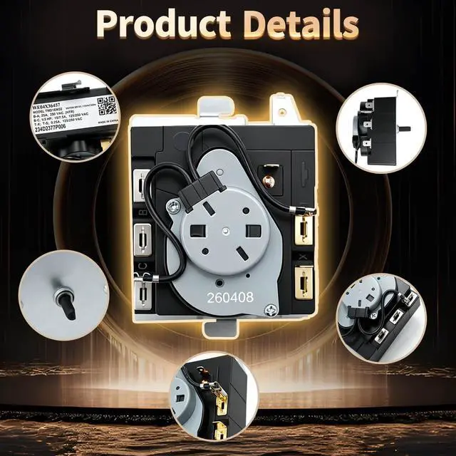 Alt view image 6 of 7 - WE04X36457 Dryer Timer Compatible with GE GTD38EASW0WS Replace 234D2377P006 | Replacement for CKDX36457X TMD1EM32 234D2377P006 AP7243859 PS17873930 FIX17873930 E190094 19-50425501