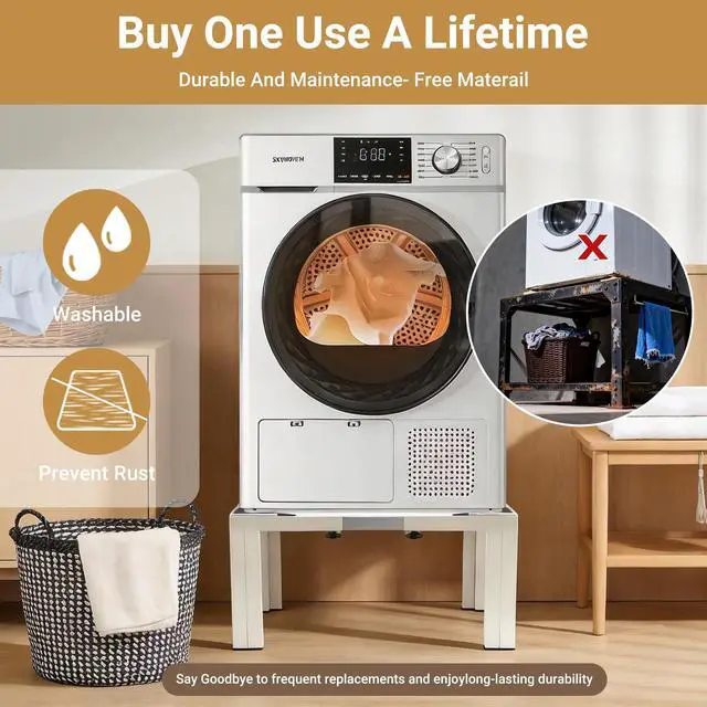 Alt view image 3 of 7 - WBD Heavy-Duty All Steel Laundry Pedestal Height 12", 1200lbs Washing Machine Stand with 4 Strong Feet, 21-29 Inch Adjustable Dryer Stand, Universal Washer and Dryer Pedestals, Ice Maker Stand