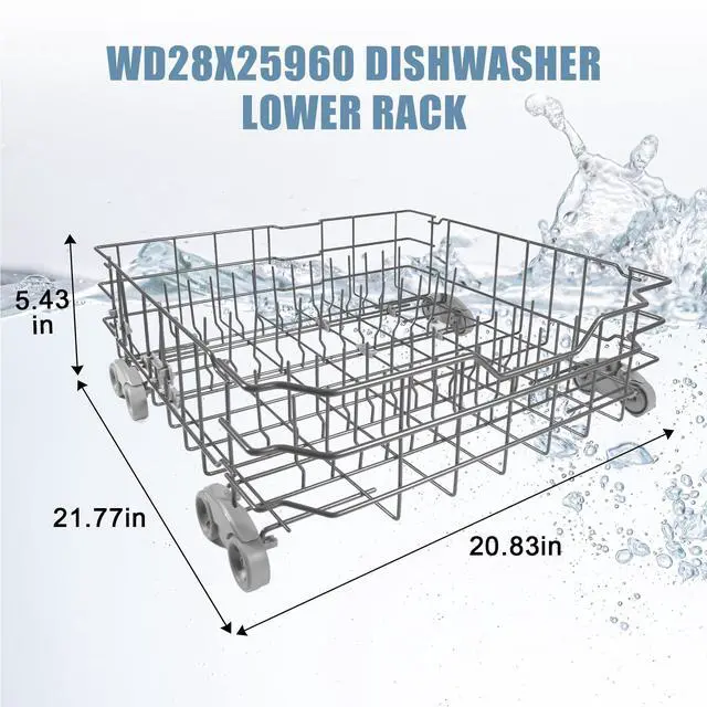 Alt view image 2 of 6 - WD28X25960 Lower Rack Compatible with GE Dishwashers, 21.8 x20.6 x7.3 | Fits PDW7880G00SS GDWT368V55SS ZBD6880K10SS, Replaces WD12X10380 WD28X10071 WD28X10073 WD28X10075 WD28X10078