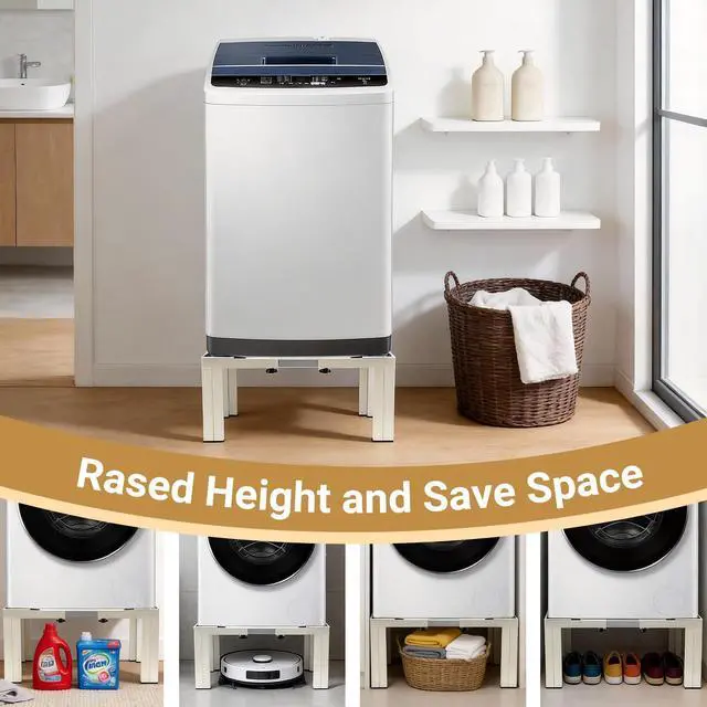 Alt view image 6 of 7 - WBD Heavy-Duty All Steel Laundry Pedestal Height 12", 1200lbs Washing Machine Stand with 4 Strong Feet, 21-29 Inch Adjustable Dryer Stand, Universal Washer and Dryer Pedestals, Ice Maker Stand