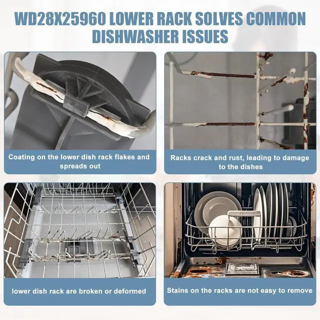 Alt view image 6 of 6 - WD28X25960 Lower Rack Compatible with GE Dishwashers, 21.8 x20.6 x7.3 | Fits PDW7880G00SS GDWT368V55SS ZBD6880K10SS, Replaces WD12X10380 WD28X10071 WD28X10073 WD28X10075 WD28X10078