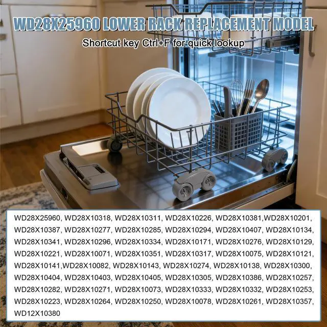 Alt view image 5 of 6 - WD28X25960 Lower Rack Compatible with GE Dishwashers, 21.8 x20.6 x7.3 | Fits PDW7880G00SS GDWT368V55SS ZBD6880K10SS, Replaces WD12X10380 WD28X10071 WD28X10073 WD28X10075 WD28X10078