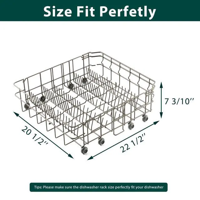 Alt view image 2 of 7 - Upgraded DD82-01384A DD81-02295A Dishwasher Rack Replacement Parts for Samsung Dishwasher Lower Dish Rack 22.5'' D x 20.5'' W Basket Wheels Rollers DW80M2020US DW80R2031US Bottom Dishrack Assembly