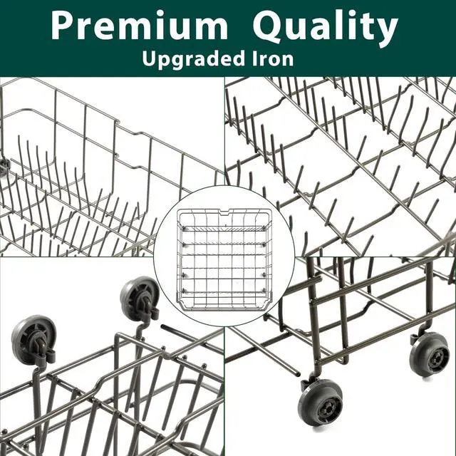 Alt view image 3 of 7 - Upgraded DD82-01384A DD81-02295A Dishwasher Rack Replacement Parts for Samsung Dishwasher Lower Dish Rack 22.5'' D x 20.5'' W Basket Wheels Rollers DW80M2020US DW80R2031US Bottom Dishrack Assembly