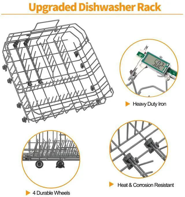 Alt view image 4 of 7 - Upgraded 20007189 20000533 Dishwasher Lower Rack Replacement for Bosch Dishwasher Rack Parts 300 500 800 Series Dishrack Bosch Thermador Dishwasher Bottom Rack Basket SHP865ZD5N SHE68T55UC