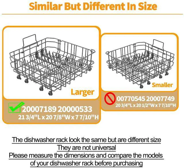 Alt view image 3 of 7 - Upgraded 20007189 20000533 Dishwasher Lower Rack Replacement for Bosch Dishwasher Rack Parts 300 500 800 Series Dishrack Bosch Thermador Dishwasher Bottom Rack Basket SHP865ZD5N SHE68T55UC