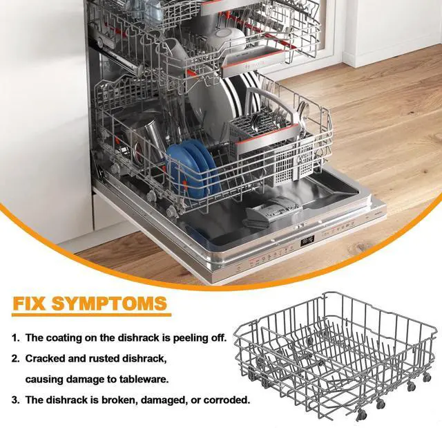 Alt view image 6 of 7 - Upgraded 20007189 20000533 Dishwasher Lower Rack Replacement for Bosch Dishwasher Rack Parts 300 500 800 Series Dishrack Bosch Thermador Dishwasher Bottom Rack Basket SHP865ZD5N SHE68T55UC