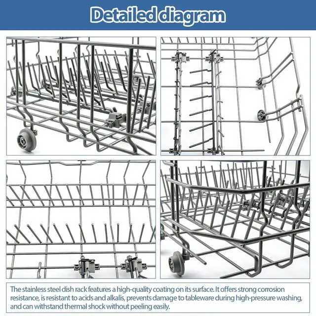 Alt view image 7 of 7 - 20000533 20007189 Dishwasher lower dishrack Assembly Compatible with bosch thermador SHE53TF5UC SHP7PT55UC SHPM98W75N SHV68T53UC etc Dishwashers (some models), Replace Number: 20000049 20000532 etc