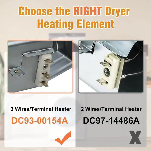 Alt view image 2 of 7 - DC93-00154A Dryer Heating Element Assembly (3 Wire) Fit for samsung Dryer DV45K6500EV/A3 DV48J7770EP/A2 DV52J8700EP/A2 DV45K6200EZ/A3 DV50K8600EV/A3 etc. Part Replaces AP5582094 PS4216214 3282568