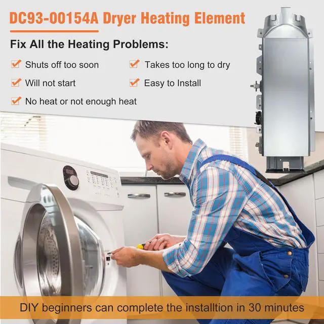 Alt view image 5 of 7 - DC93-00154A Dryer Heating Element Assembly (3 Wire) Fit for samsung Dryer DV45K6500EV/A3 DV48J7770EP/A2 DV52J8700EP/A2 DV45K6200EZ/A3 DV50K8600EV/A3 etc. Part Replaces AP5582094 PS4216214 3282568