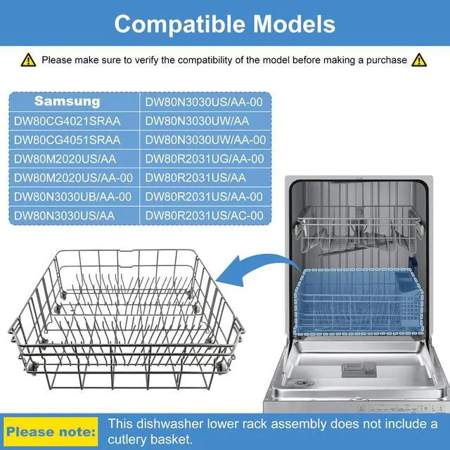 Alt view image 3 of 7 - DD82-01384A Lower Dishrack Assembly Compatible with samsung DW80R2031US, DW80M2020US, DW80N3030US, DW80CG4021SR, DW80CG4051SR etc Dishwashers, Replace Number: 4959326 AP6244429 PS12085689 etc