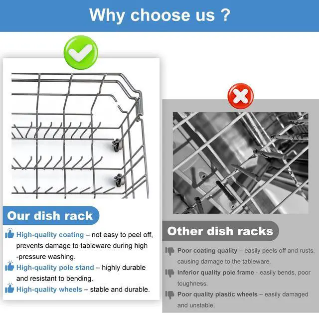 Alt view image 6 of 7 - DD82-01384A Lower Dishrack Assembly Compatible with samsung DW80R2031US, DW80M2020US, DW80N3030US, DW80CG4021SR, DW80CG4051SR etc Dishwashers, Replace Number: 4959326 AP6244429 PS12085689 etc