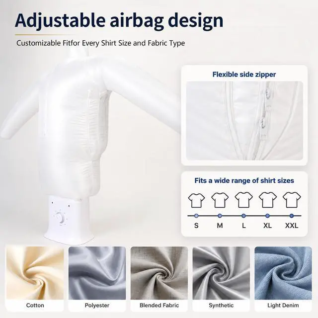 Alt view image 7 of 7 - Portable Automatic Garment Dryer & Ironing Machine, Hands-Free Clothes Wrinkle Remover with Hot Air, Fast Drying for Shirts and Pants, Space-Saving Apartment & Dorm Essentials