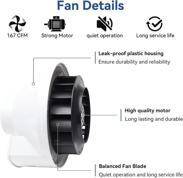 Alt view image 2 of 6 - Dryer Booster Fan with Pressure Switch for Automatic Activation, Effectively Boosting Drying Efficiency and Reducing Lint Buildup. Compatible with Dbf110 Vent Booster Fans 4-Inch With Plug, 167 CFM