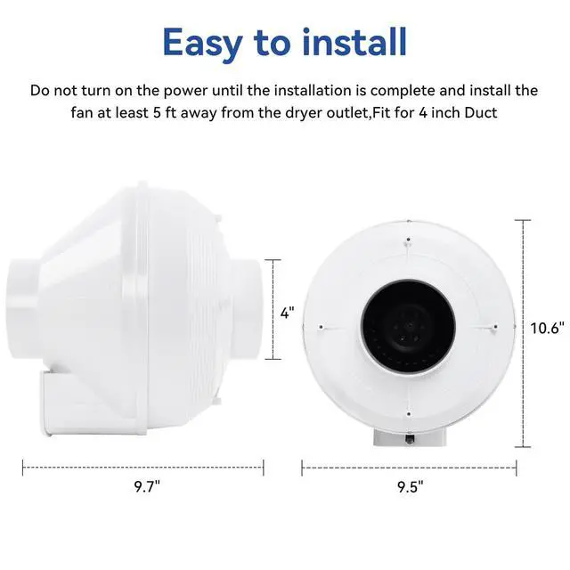 Alt view image 4 of 6 - Dryer Booster Fan with Pressure Switch for Automatic Activation, Effectively Boosting Drying Efficiency and Reducing Lint Buildup. Compatible with Dbf110 Vent Booster Fans 4-Inch With Plug, 167 CFM