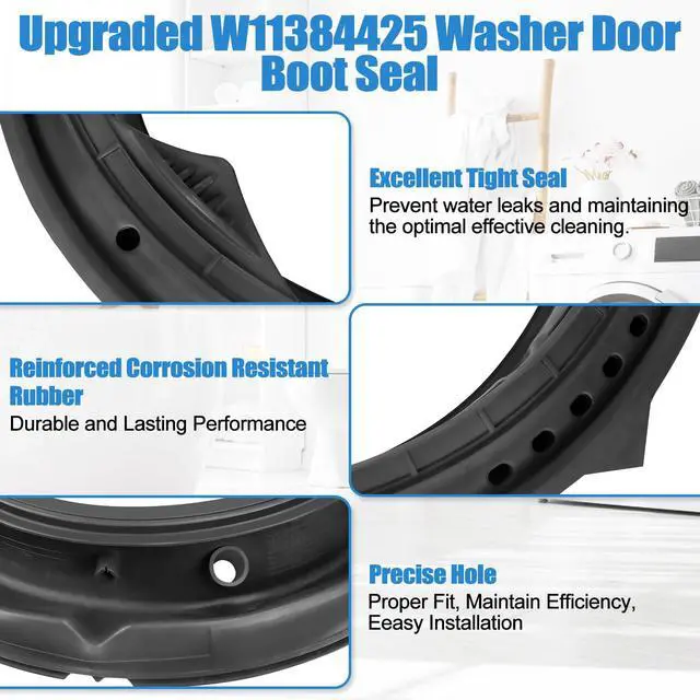 Alt view image 3 of 7 - Upgraded W11384425 W10920669 Washer Door Boot Seal Compatible with Whirlpool Washer Seal Replacement Washer Door Gasket for Maytag Whirlpool Washer Bellow WFW8620HW3, MHW8630HW4, WFW9620HW2 Door Seal